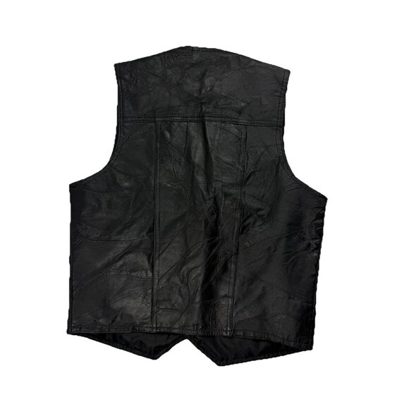 Navarre Genuine Leather Mens M Italian Stone Design Black Biker Motorcycle Vest - Picture 2 of 9